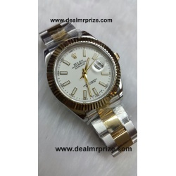 Rolex Datejust White Dial Dual Tone Swiss ETA 7750 Valjoux Movement Watch