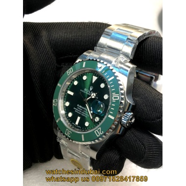 ROLEX SUBMARINER GREEN DIAL FULL STEEL  SWISS ETA SUPER MASTER WATCH 