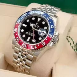 ROLEX GMT MASTER 2 PEPSI WATCH OYSTERSTEEL JUBILEE BRACELET BLACK DIAL SWISS ETA MACHINE SUPER MASTER WATCH 