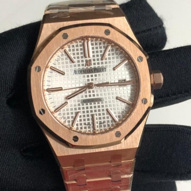 Audemars Piguet Royal Oak Rose Gold White Dial super master clone watches in dubai at watchesindubai.com .