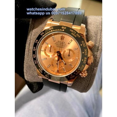 buy Rolex Cosmograph Daytona Rose Gold Dial  rubber strap watches in dubai at watchesindubai.com