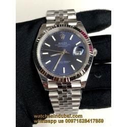 Rolex date just blue dial full steel  jubliee bracelet super clone watches in dubai at watchesindubai.com