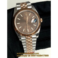 Rolex date just brown dial rose gold dual tone super clone watches in dubai at watchesindubai.com