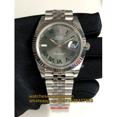 Rolex date just roman edition grey dial full steel super clone watches in dubai at watchesindubai.com