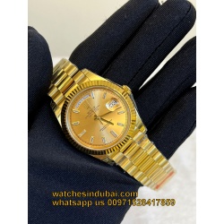 Rolex day date  gold dial full gold bracelet super clone watches in dubai at watchesindubai.com