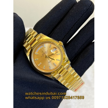 Rolex day date  gold dial full gold bracelet super clone watches in dubai at watchesindubai.com