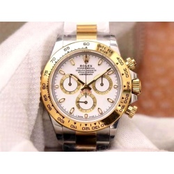 ROLEX DAYTONA WHITE DIAL DUAL TONE SWISS ETA SUPER MASTER WATCH 