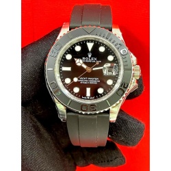 BUY Rolex Yacht Master Black Rubber Strap STEEL BEZEL Swiss ETA  Movement SUPER MASTER Watch