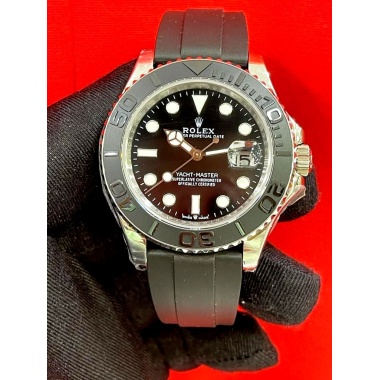 BUY Rolex Yacht Master Black Rubber Strap STEEL BEZEL Swiss ETA  Movement SUPER MASTER Watch