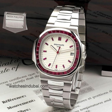 Patek Philippe Nautilus 5711/112P Platinum white dial with pink Rubies Bezel super clone watches in dubai