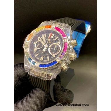 HUBLOT Big Bang Unico sapphire rainbow black strap Chronograph Automatic super clone watches in dubai