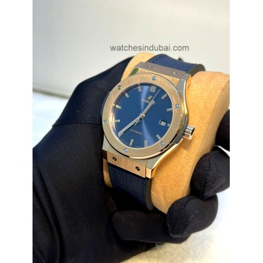 Hublot classic fusion blue dial rose gold bezel super clone watches in dubai