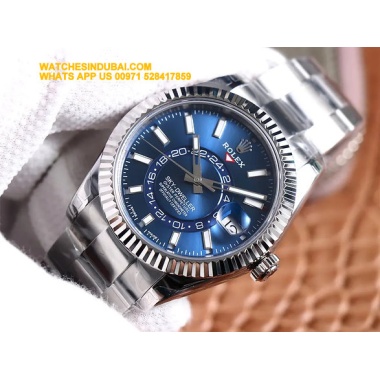 ROLEX SKY DWELLER BLUE DIAL FULL STEEL SUPER CLONE WATCHES IN DUBAI 