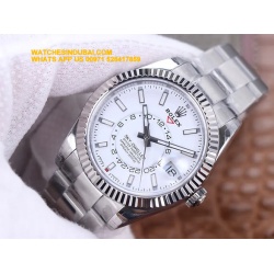 BUY ROLEX SKY DWELLER WHITE DIAL FULL STEEL SUPER CLONE WATCHES IN DUBAI 