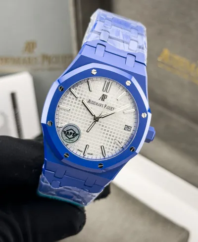 Audemars Piguet Royal Oak 15500 White Dial Blue Ceramic Watch