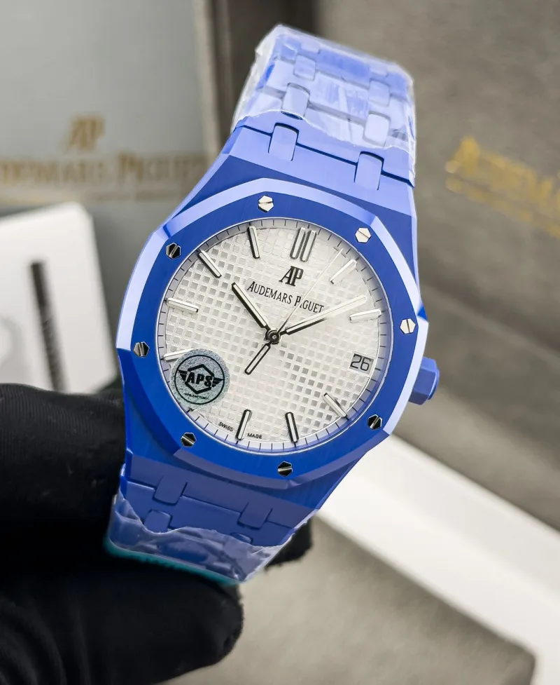 Audemars Piguet Royal Oak 15500 White Dial Blue Ceramic Watch