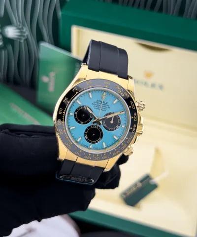Rolex Daytona Yellow Gold Oysterflex Turquoise Dial Watch in Dubai